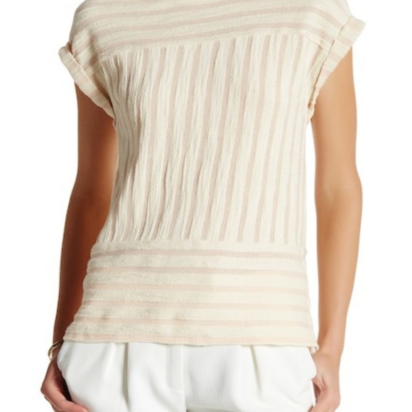 Olive & Oak Tops - Olive & Oak French Terry Pink Cream Blouse L